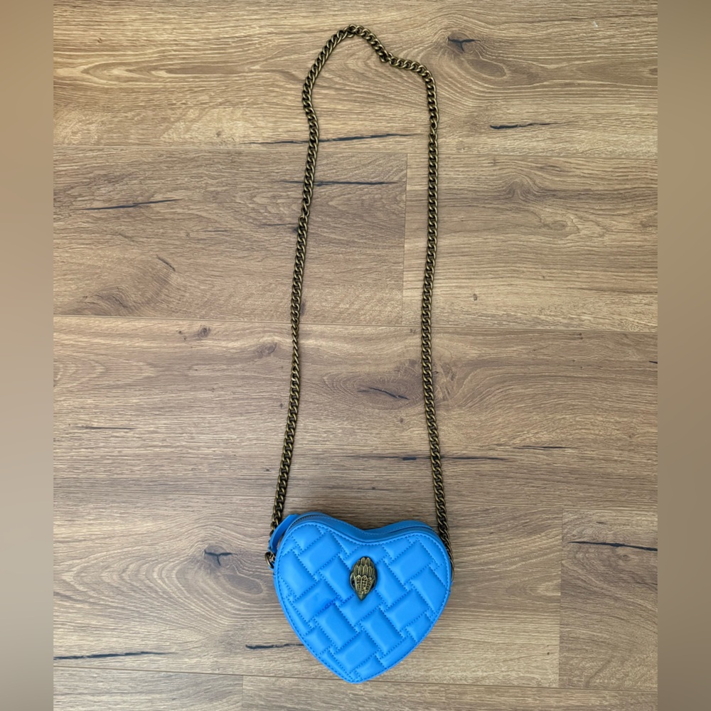 Kurt Geiger Blue Quilted Crossbody Bag with Heart Shape